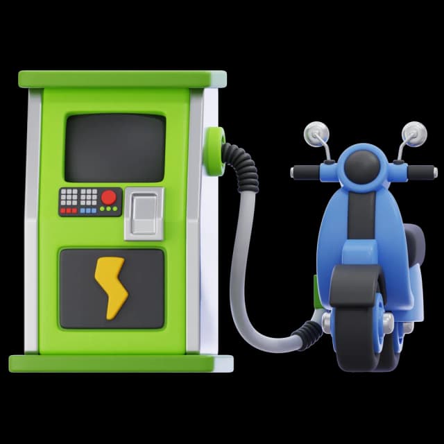 Electric scooter charging illustration